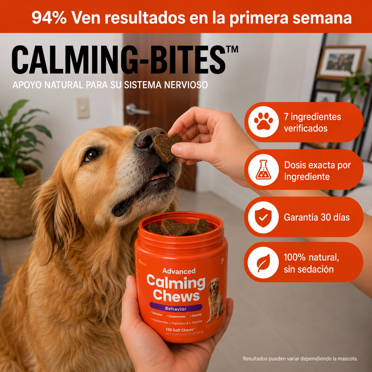 Apoyo de calma perruno en masticables