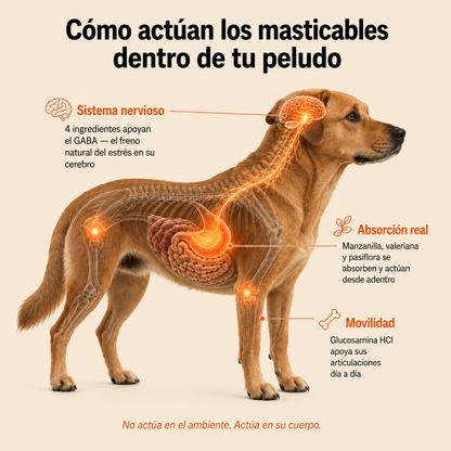 Apoyo de calma perruno en masticables