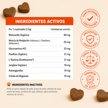 Soporte de calma perruno en masticables
