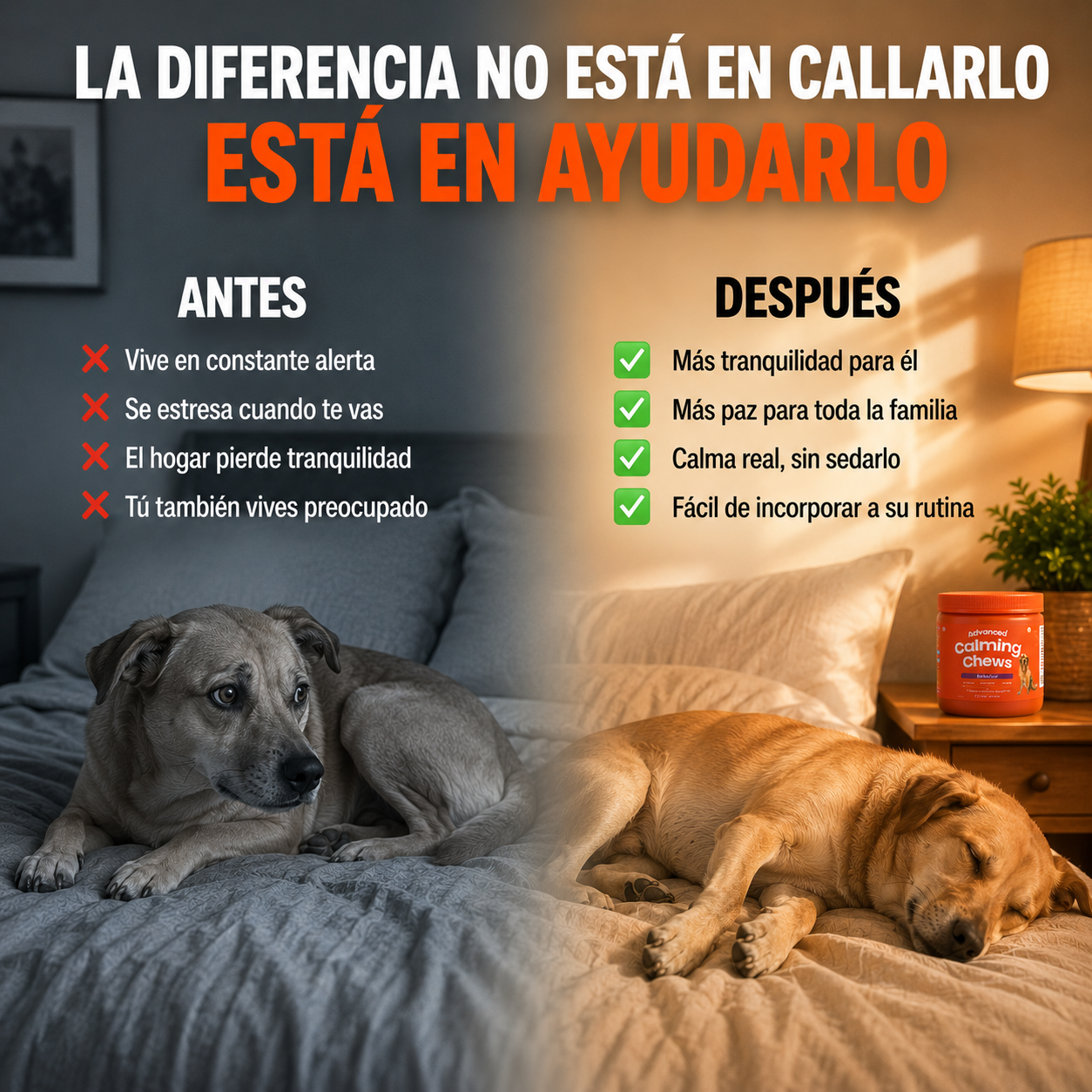 Soporte de calma perruno en masticables
