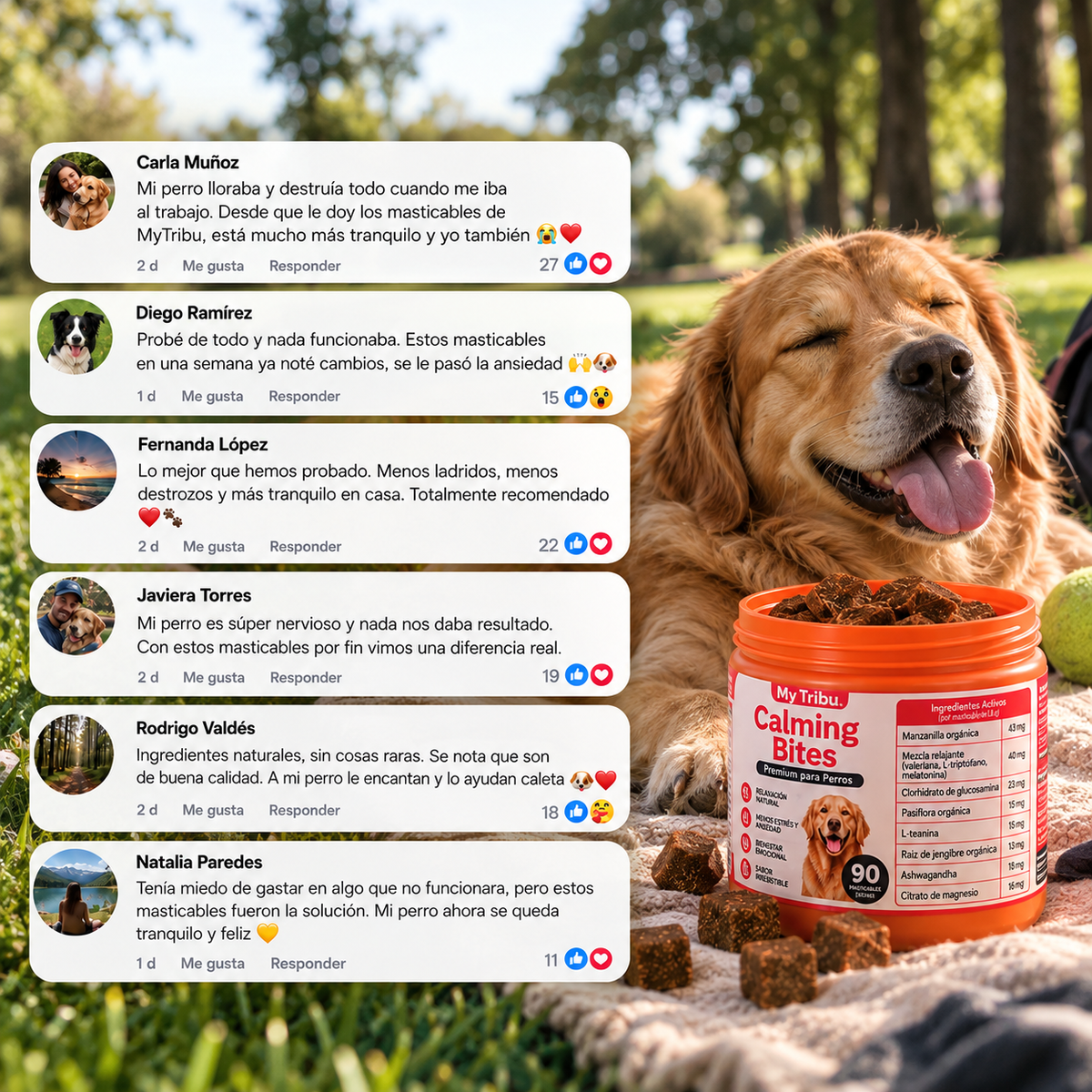 Apoyo de calma perruno en masticables